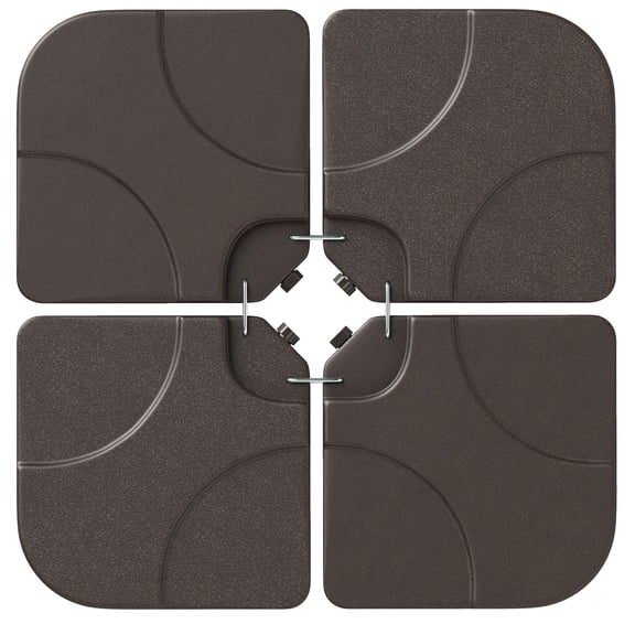 Costway 20" Patio Offset Umbrella Base Stand Water Filled Base Weights Sand Plate Set Brown