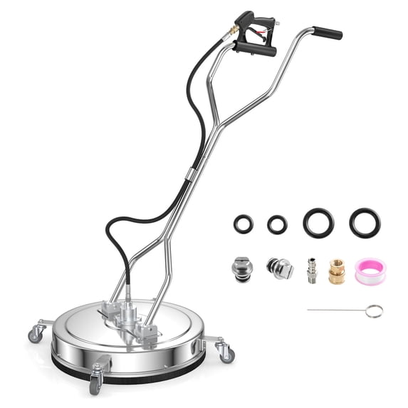Costway 20 in pressure washer surface cleaner, silver stainless steel power cleaner attachment