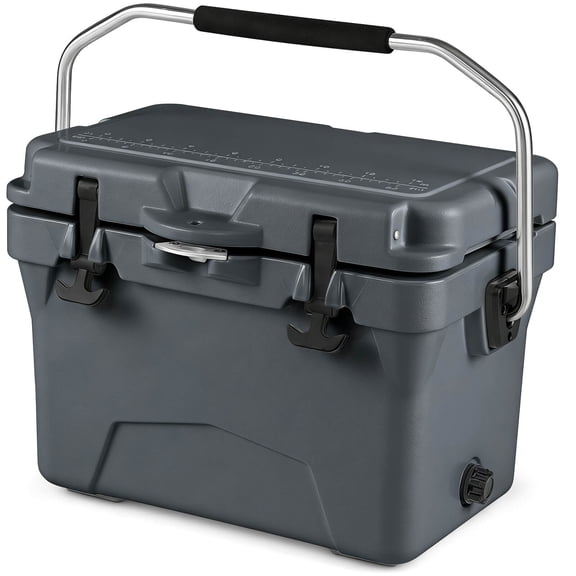 Costway 20 Quart Portable Hard Cooler Insulated Ice Chest Keeps Cool for up to 6 Days Gray