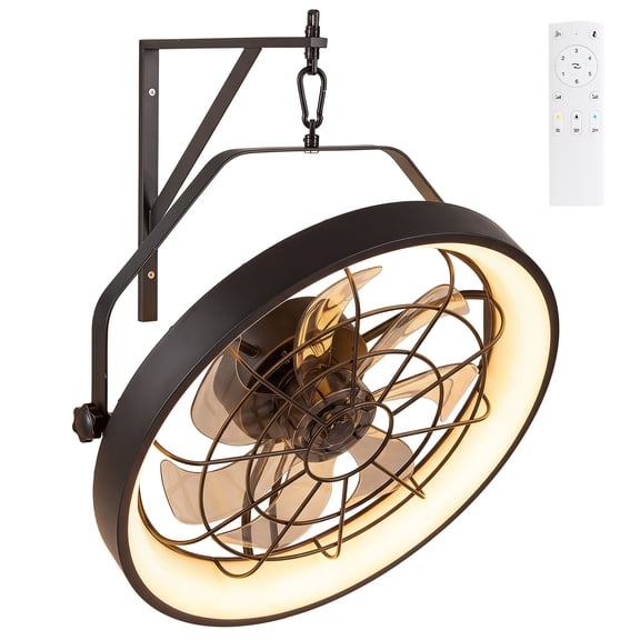 Costway 20 Wall Mounted Fan with 3CCT Dimmable LED Light, Timer, 6-Speed, Remote Control