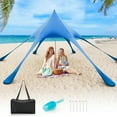 thumbnail image 1 of Costway 20 x 20 FT Beach Sunshade Canopy UPF50+ with Carry Bag & 8 Sandbags &  Shovel Blue, 1 of 10