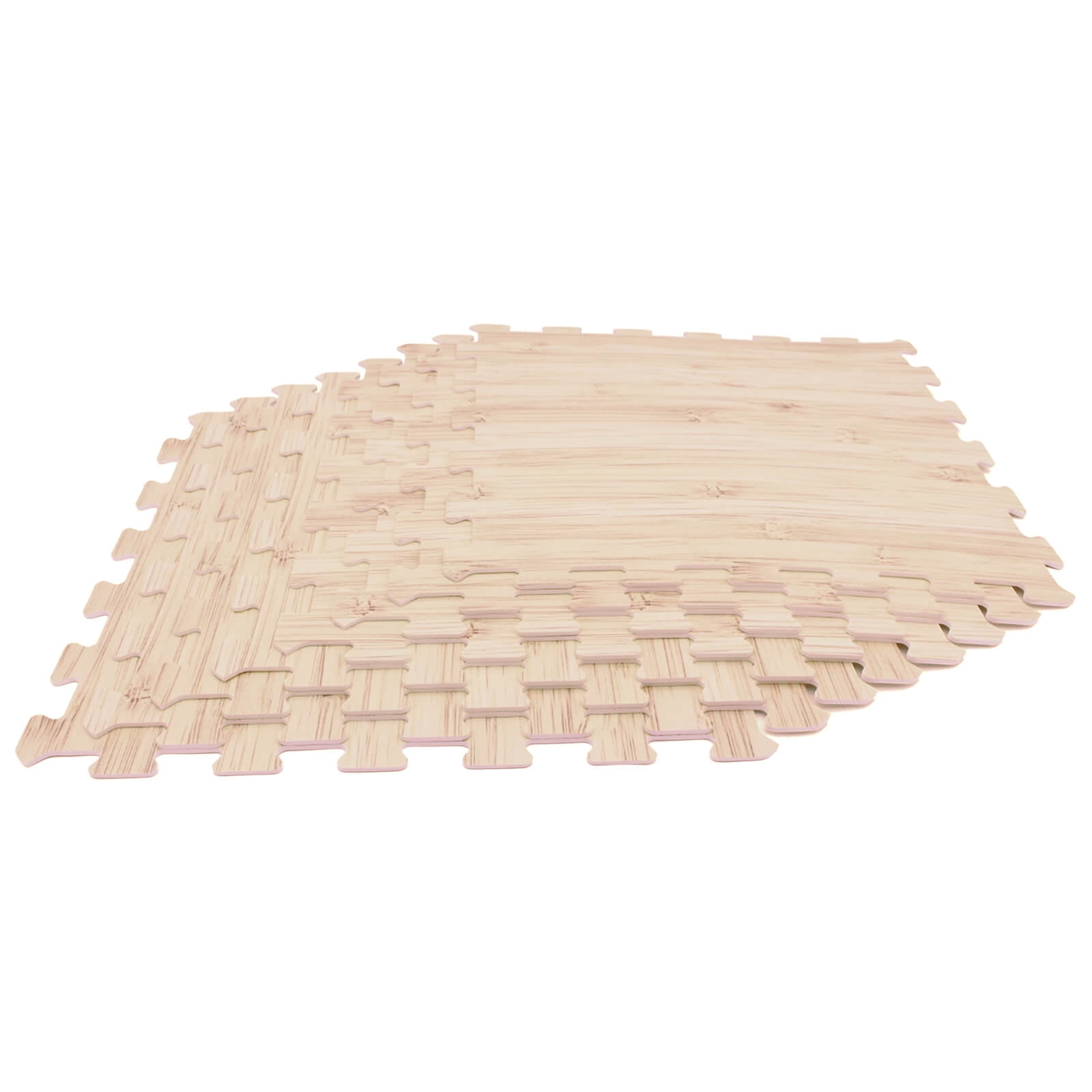 Costway 20"x20" Wood Grain Puzzle Mats,8-Pcs EVA Foam,Interlocking Floor Tiles for Room Beige