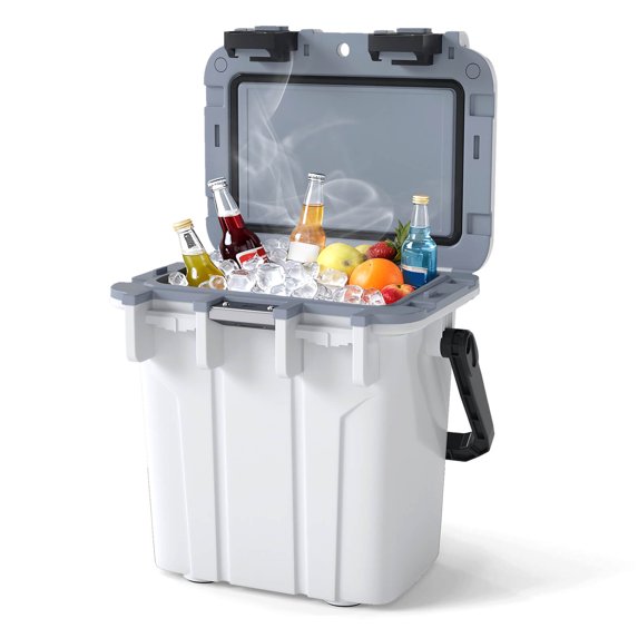 Costway 21 QT Ultra-Light Injection Molded Cooler with Swing-up Handle & Bottle Opener White