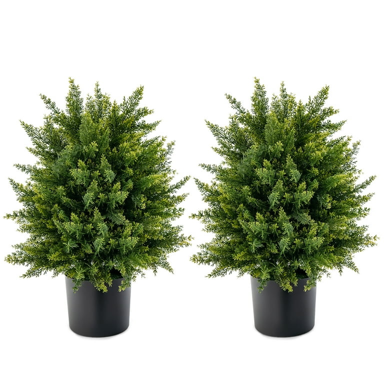 Costway 22'' UV Resistant Artificial Cedar Topiary Ball Tree 2