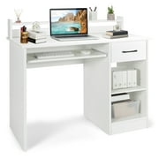 Costway 22 Wide Computer Desk Writing Study Laptop Table w/ Drawer & Keyboard Tray White