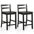 thumbnail image 1 of Costway 22" Wooden Ergonomic Backrest Bar Stools, Black (Set of 2), 1 of 7