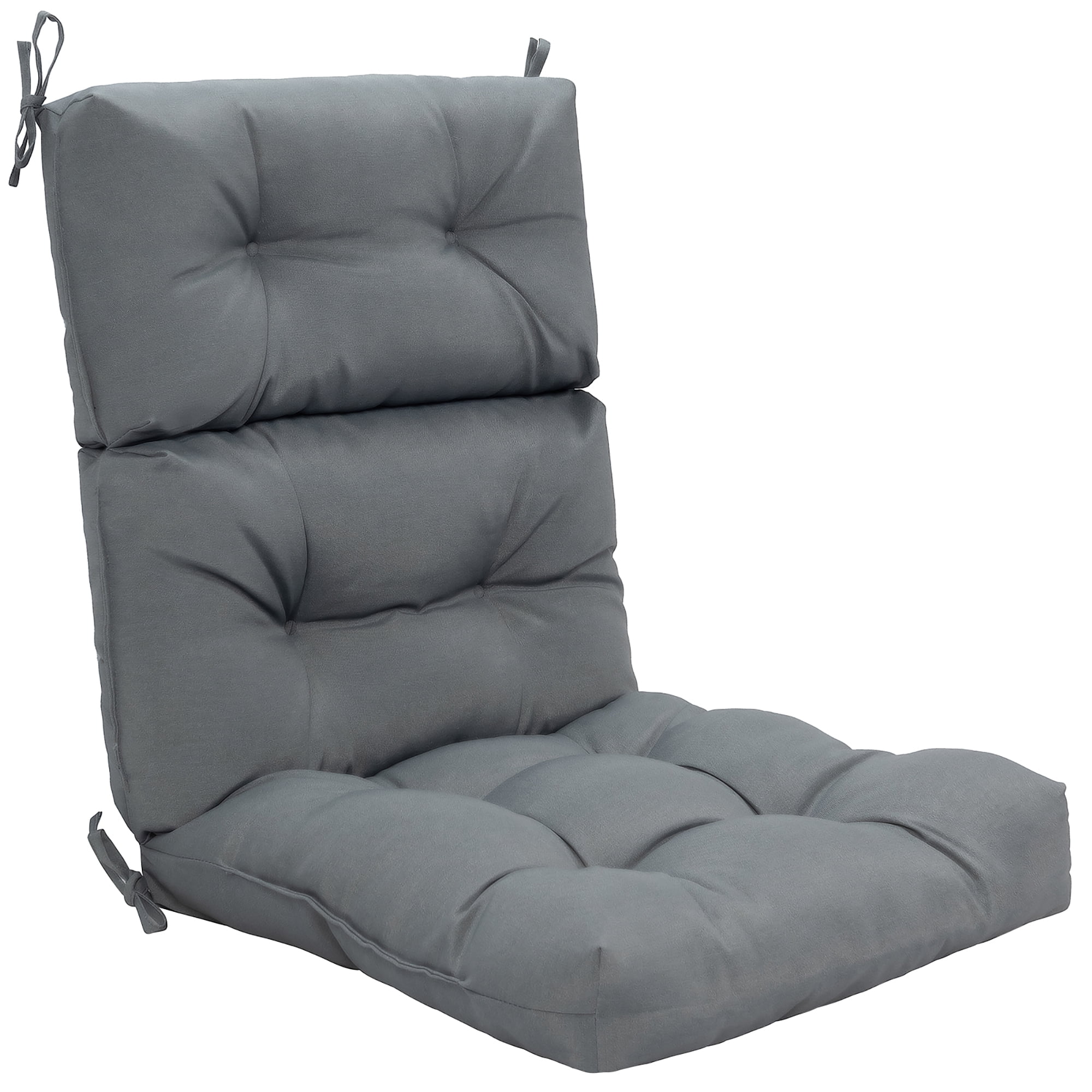 Gray 44" x 22" Tufted Suede Outdoor Chair Cushion