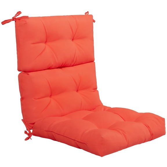 Costway 22''x44'' Back Chair Cushion Tufted Pillow Patio Seating Pad Orange