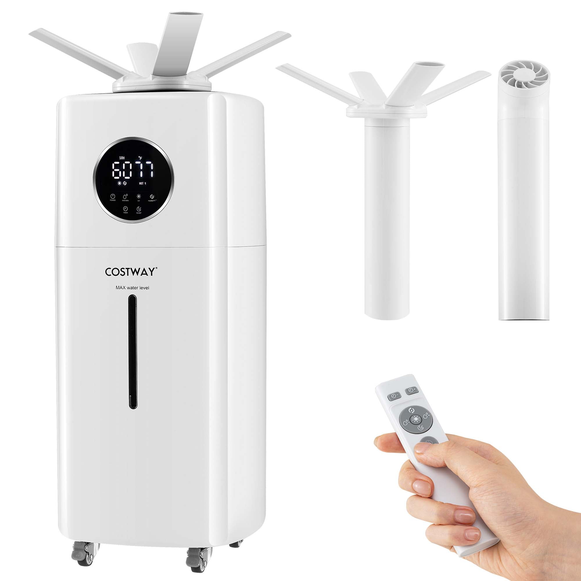 Costway 2200 sq.ft Whole House Humidifier 5.5Gal Top Fill Cool Mist Humidifier with Wheels
