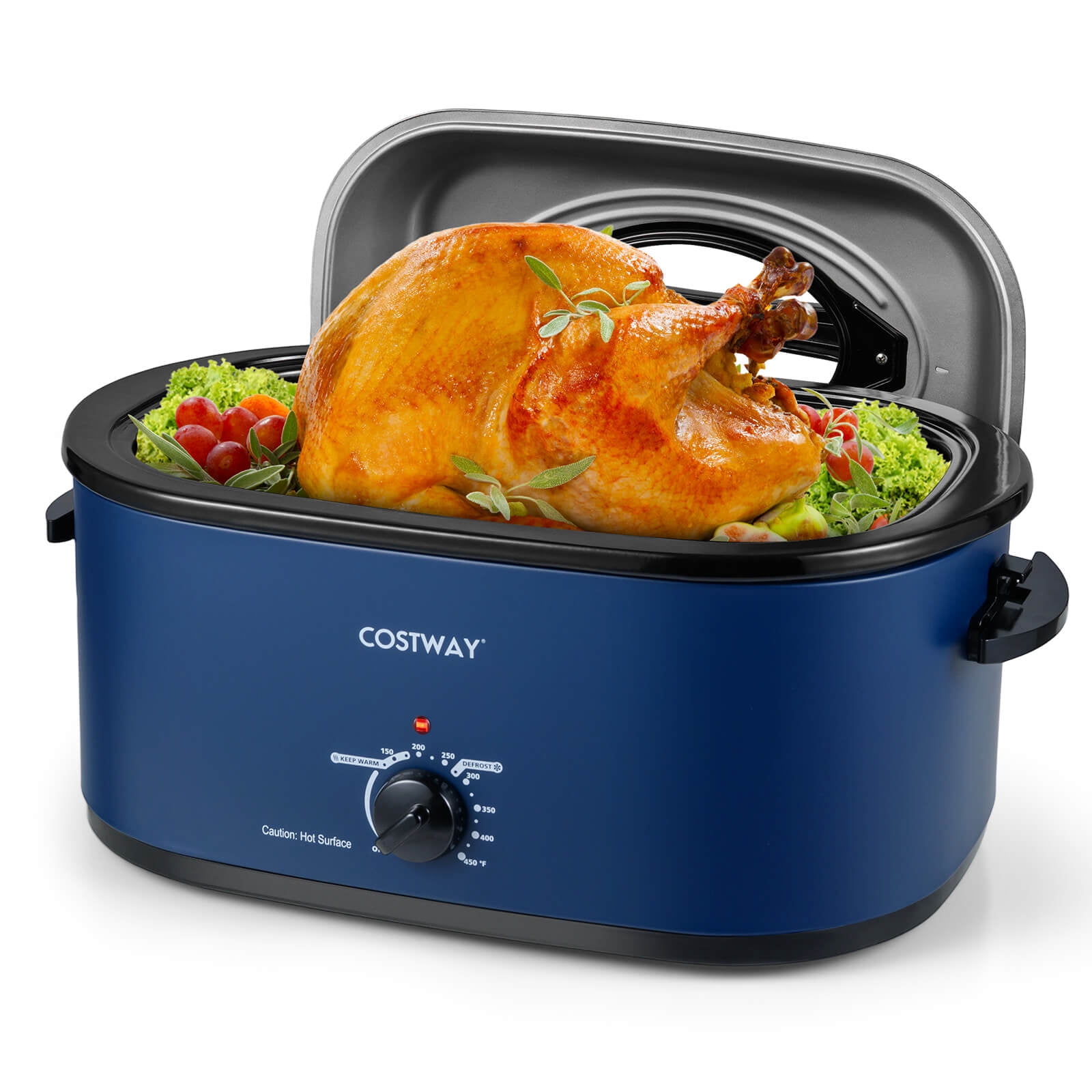 Basting Rack Costway 22 QT Electric Roaster Oven with Visible & Self-Basting Lid ...