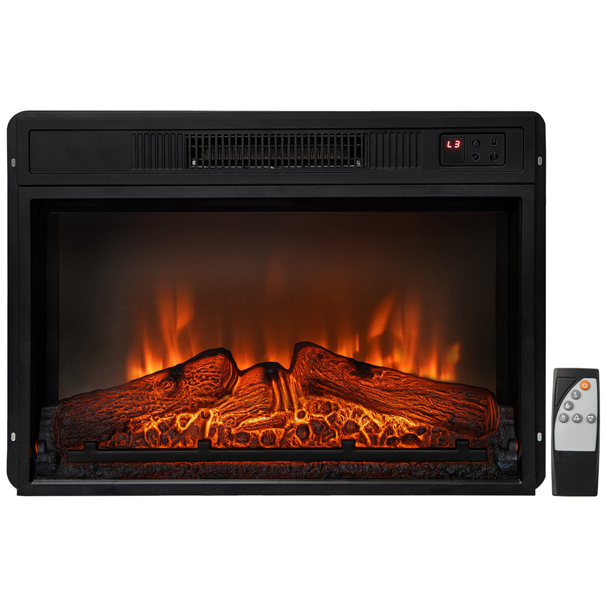Costway 23 Electric Fireplace Insert Heater w/ Log Flame Effects Remote  Control 1400W - Walmart.com