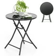 thumbnail image 1 of Costway 23'' Round Folding Table Outdoor Patio Bistro Table with Tempered Glass Tabletop, 1 of 9