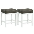 thumbnail image 1 of Costway 24.5" Bar Stool Set of 2 with Solid Rubber Wood Frame Humanized Footrest Kitchen White, 1 of 8