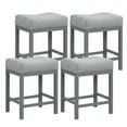 thumbnail image 1 of Costway 24.5" Bar Stool Set of 4 with Solid Rubber Wood Frame Humanized Footrest Kitchen Gray, 1 of 8