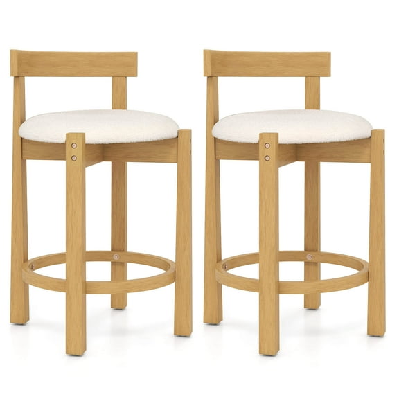 Costway 24” Counter Height Bar Stools Set of 2 with Backrests and Footrests for Dining Room