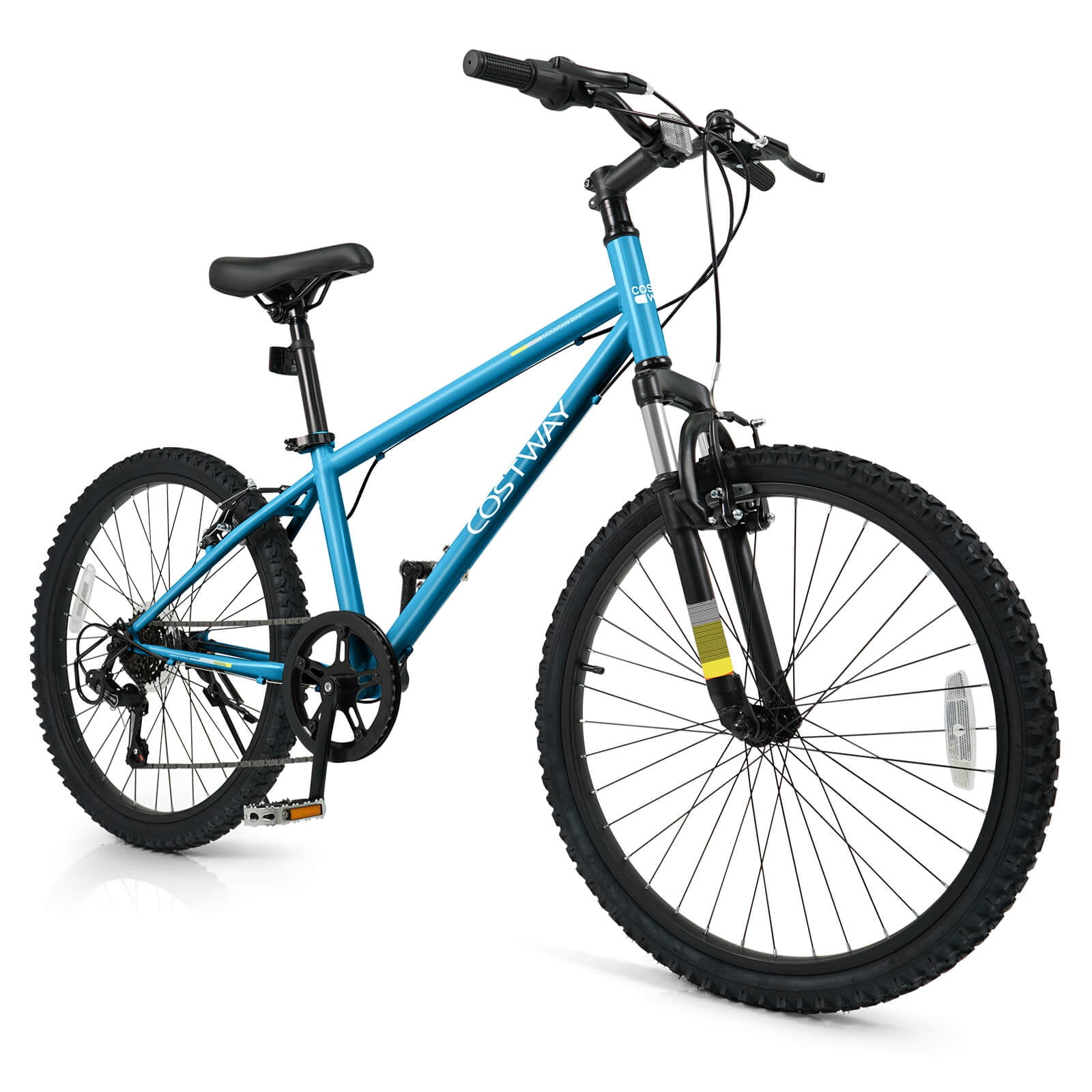 Costway 24 Inch Mountain Bike for Teens Aged 8+ Years Old with Suspension Fork Blue