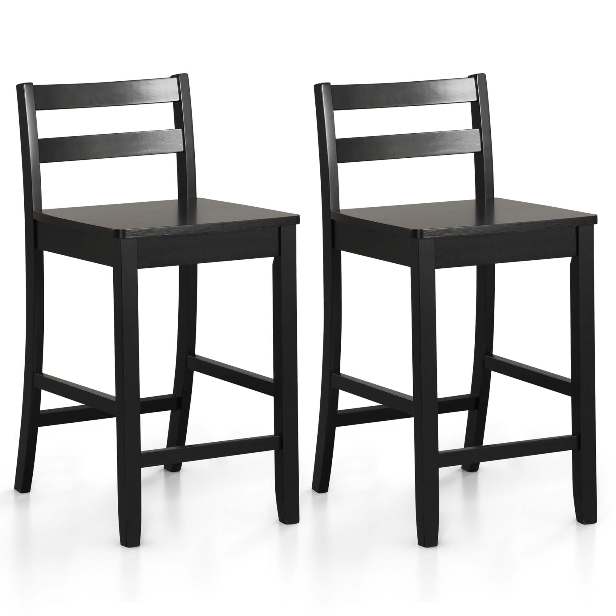 Costway High Pair Back Bar Stools, 24-Inch Wooden Kitchen Counter Top