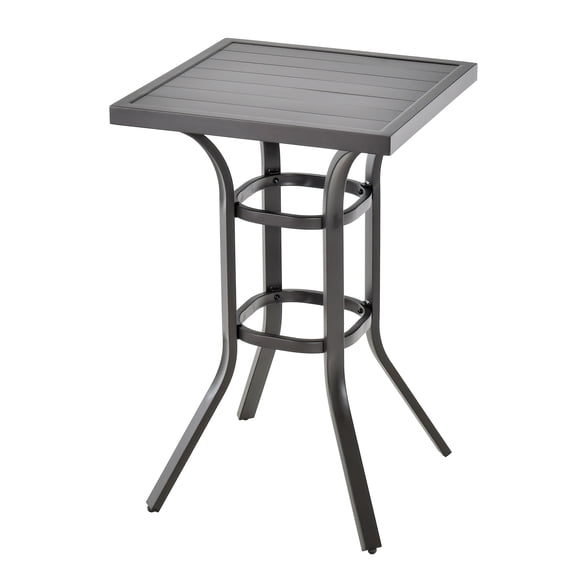 Costway 24'' Patio Bar Height Table with Aluminum Tabletop&Adjustable Footpads Balcony