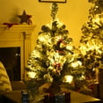 thumbnail image 1 of Topbuy 24"Mini Tabletop Snow Flocked Christmas Tree Pre-Lit  Artificial Decoration w/ 30 LED Lights & Timer, 1 of 10