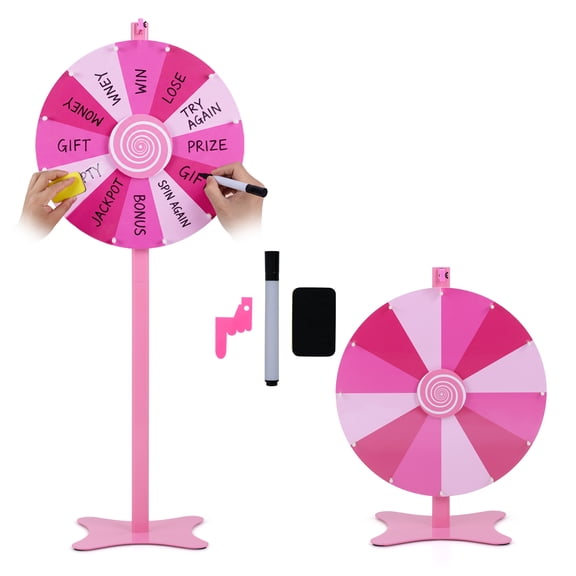 Costway 24" Prize Wheel Tabletop or Floor Standing Spinning Prize Wheel with Spare Pointer
