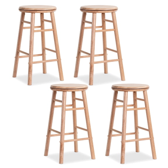 Costway 24” Swivel Bar Stools Set of 2 with Backless Design, Footrests & Strong Crossbars Natural