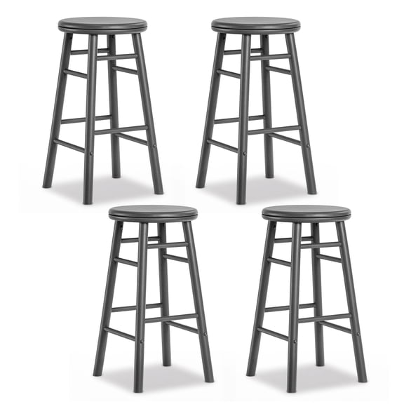 Costway 24” Swivel Bar Stools Set of 4 with Backless Design, Footrests & Strong Crossbars Gray