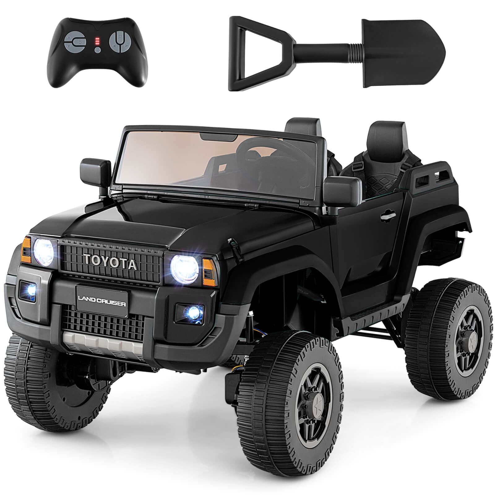 Costway 24V 2 Seater Ride on Car for Kids Licensed Toyota LC250 Ride on Truck with Remote Black