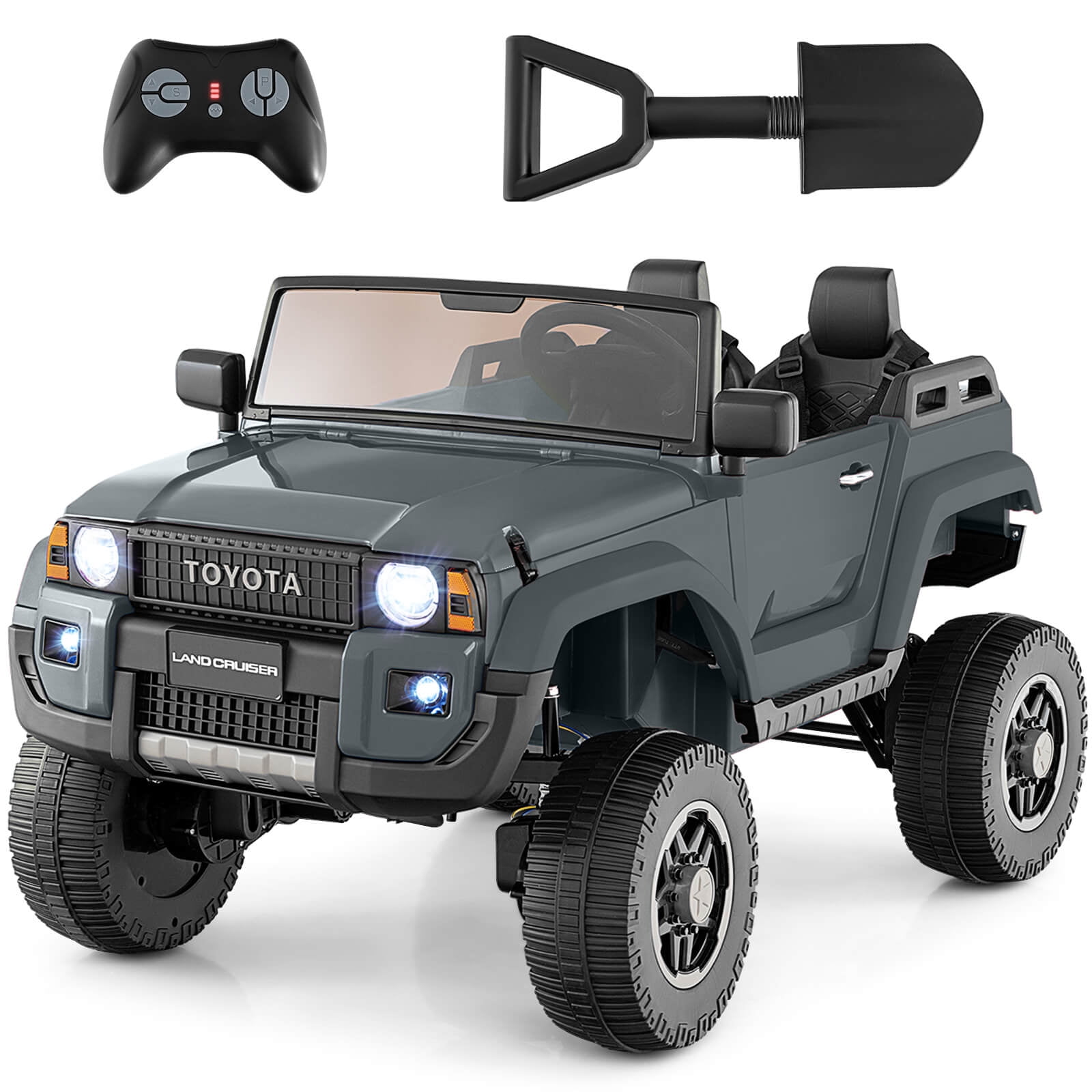 Costway 24V 2 Seater Ride on Car for Kids Licensed Toyota LC250 Ride on Truck with Remote Gray