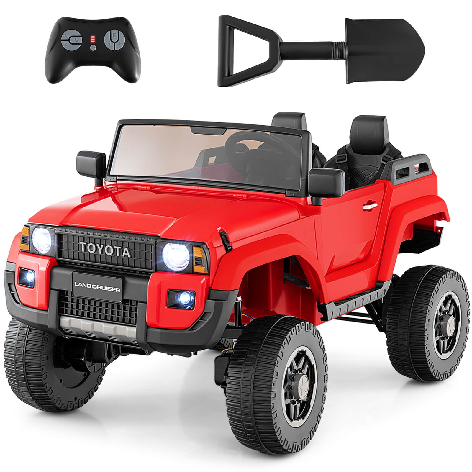 Costway 24V 2 Seater Ride on Car for Kids Licensed Toyota LC250 Ride on Truck with Remote Red