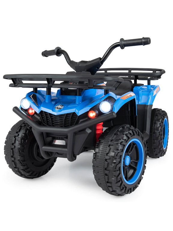 24V 4-Wheeler Ride on Toy with Slow Start, Songs, Stories, Tunes, MIC/SD/USB Port Blue