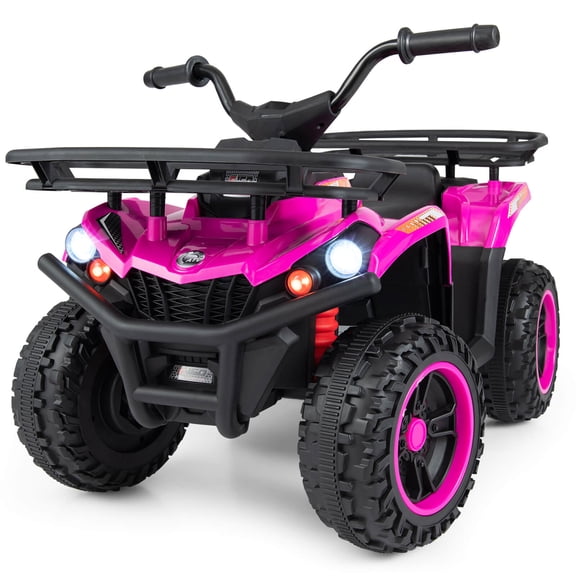 Costway 24V 4-Wheeler Ride on Toy with Slow Start, Songs, Stories, Tunes, MIC/SD/USB Port Pink
