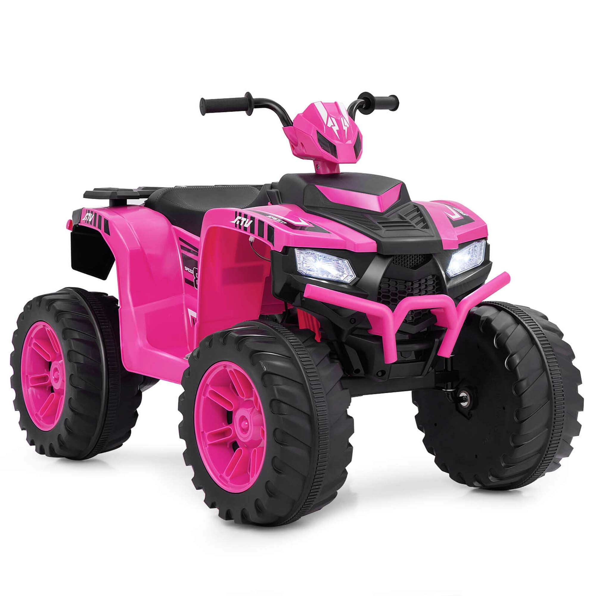 Costway 24V Kids Ride-On Electric ATV 4-Wheeler Quad Car with Wireless Connection Pink