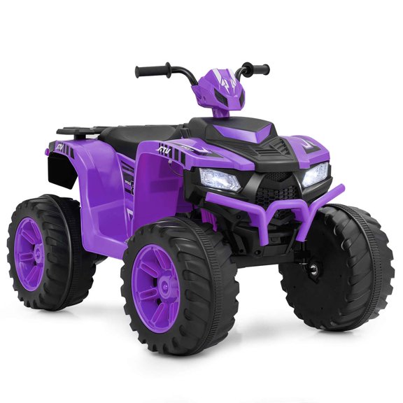 Costway 24V Kids Ride-On Electric ATV 4-Wheeler Quad Car with Wireless Connection Purple
