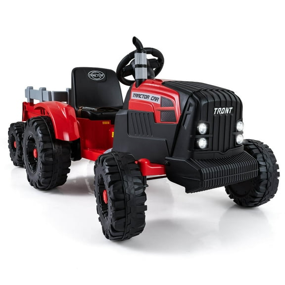 Costway 24V Ride On Tractor for Kids Remote Control Music USB Port Soft Start Headlights Red
