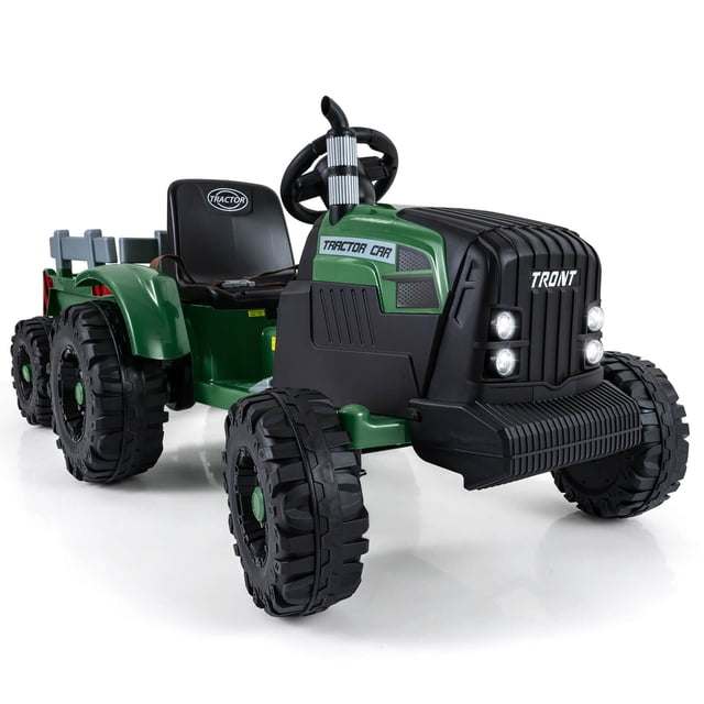 Costway 24V Ride On Tractor for Kids with Detachable Trailer Remote ...