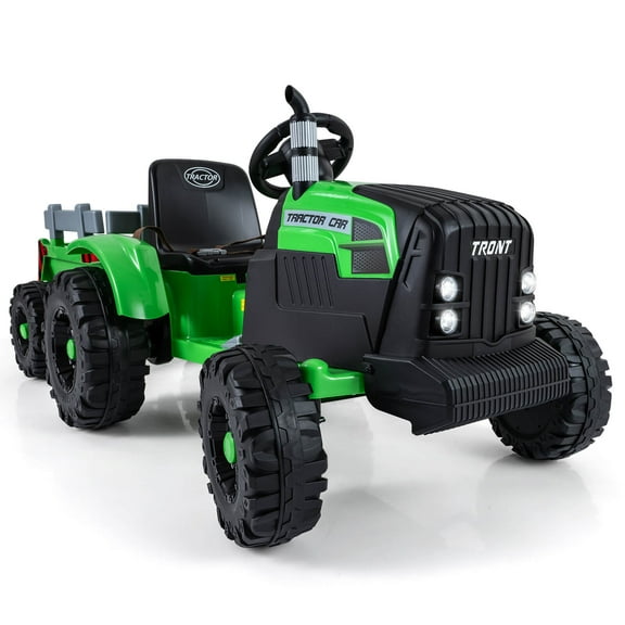 Costway 24V Ride On Tractor for Kids with Detachable Trailer Remote Control Music Green