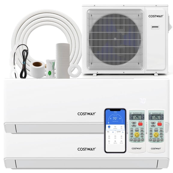 Costway 24k BTU 2 Zone 7k 12k BTU Mini Split Air Conditioner 23 SEER2 208-230V Wifi