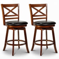 Costway 25” Swivel Counter Barstools Set of 2 with Backrest & Faux Leather Upholstered Seat