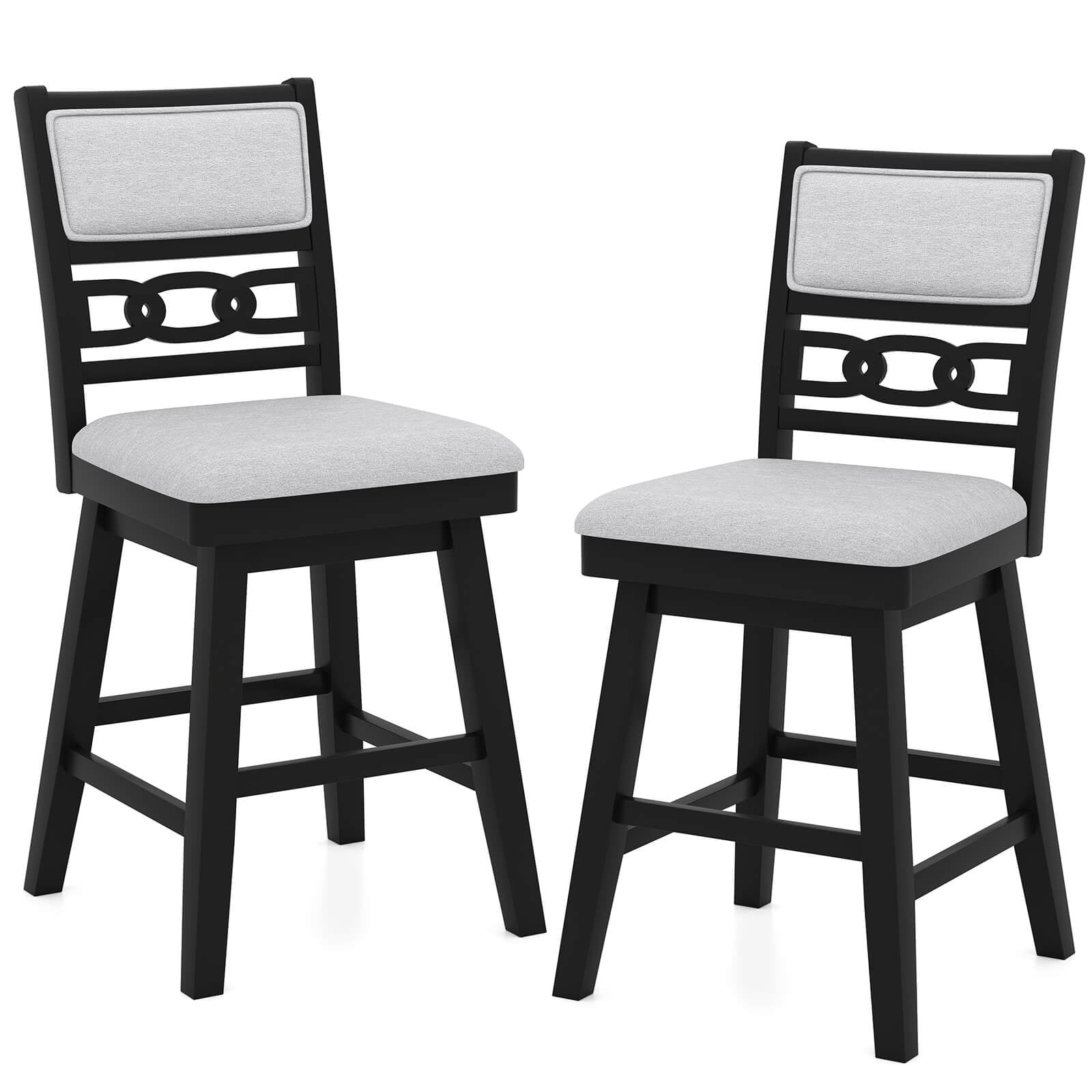 Costway 25" Swivel Counter Height Chairs Set of 2 with Upholstered ...