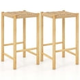 thumbnail image 1 of Costway 26'' Dining Bar Stool Set of 2 Counter Height with Rubber Wood Woven Saddle Seat, 1 of 8