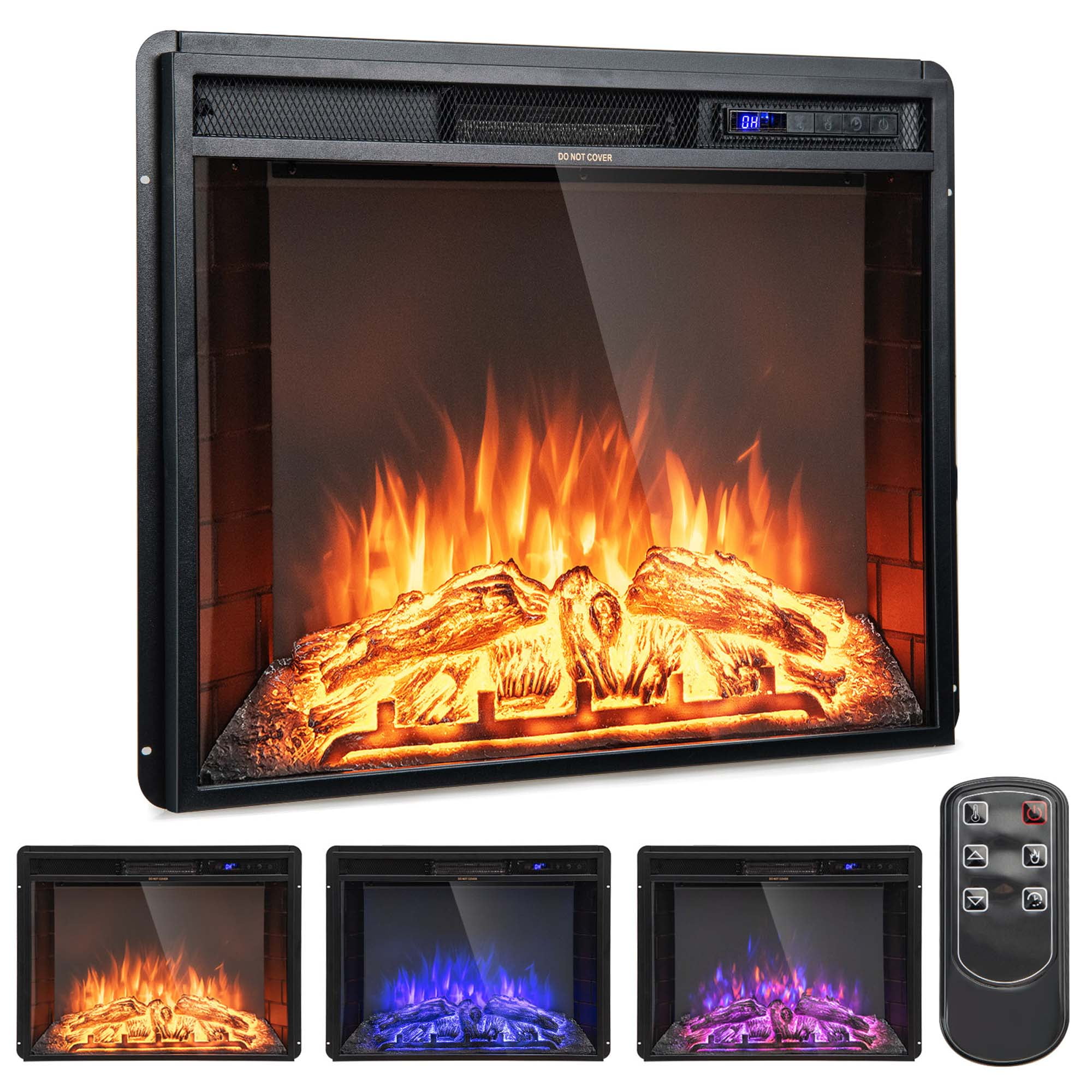 Costway 26 Inch Recessed Electric Fireplace heater W/ Remote Control  750W/1500W - Walmart.com