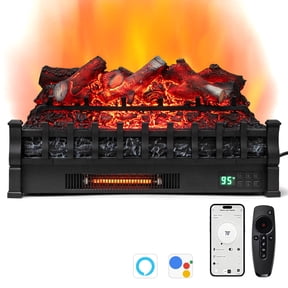 Costway 26 WiFi Infrared Quartz Electric Fireplace Insert Logs Heater with Lemonwood Logs