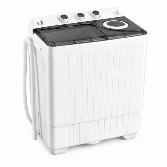 Costway 26 lbs Portable Semi-automatic Twin Tub Washing Machine with Drain Pump Gray