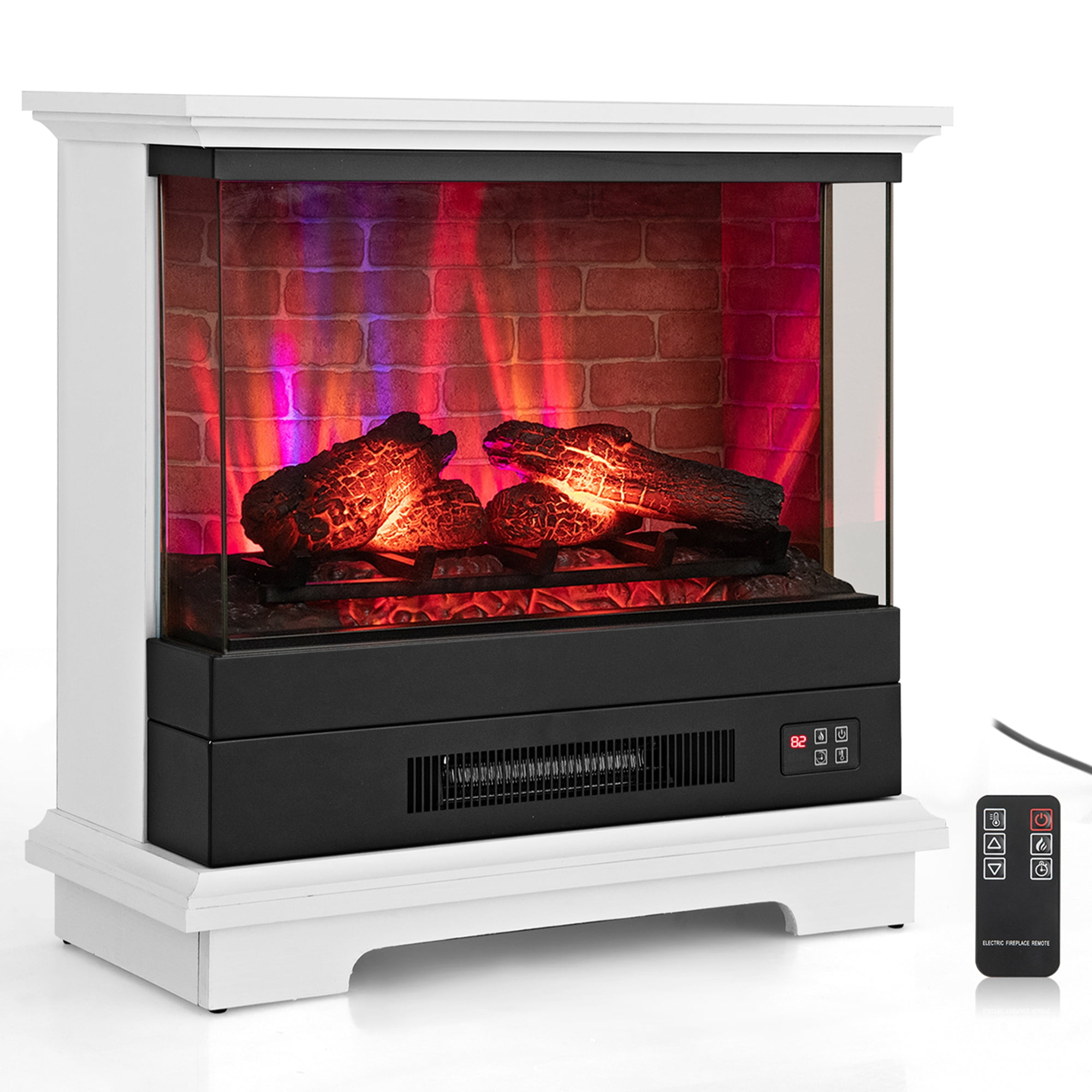 Costway 27'' LED Electric Fireplace Heater, Freestanding