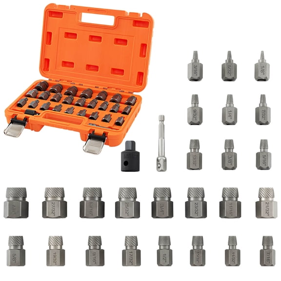 Costway 27 PCS Multi-Spline Screw Extractor Set with 3/8" Drive Hex Head Bolt Remover Orange