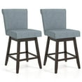 thumbnail image 1 of Costway 27" Swivel Bar Stools Set of 2 with Rubber Wood Legs Upholstered Linen Bar Chairs Gray, 1 of 10