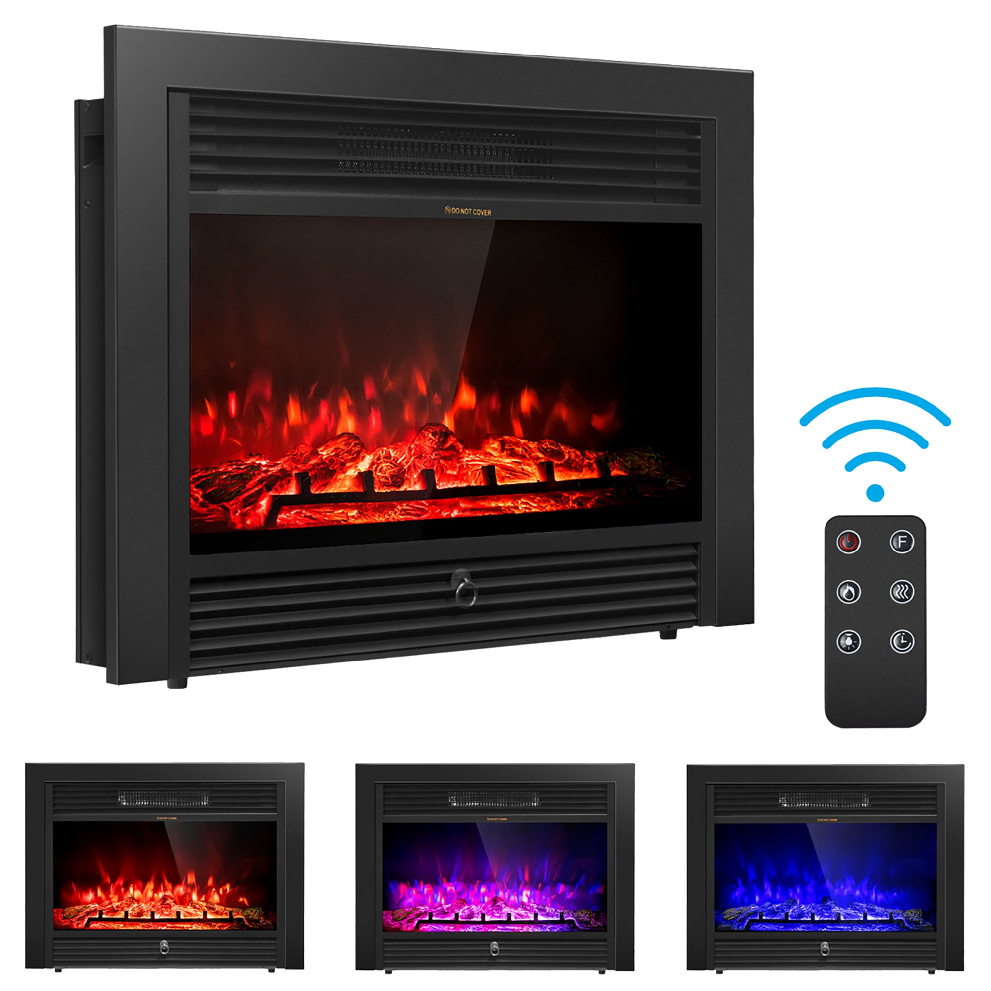 Costway 28.5 Fireplace Electric Embedded Insert Heater Glass Log Flame  Remote - Walmart.com
