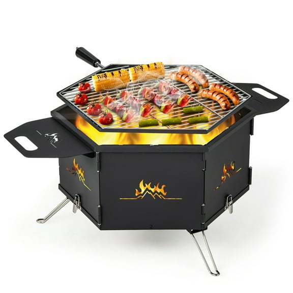 Costway 29" Charcoal Folding Stove 360 Rotatable Grill, Portable