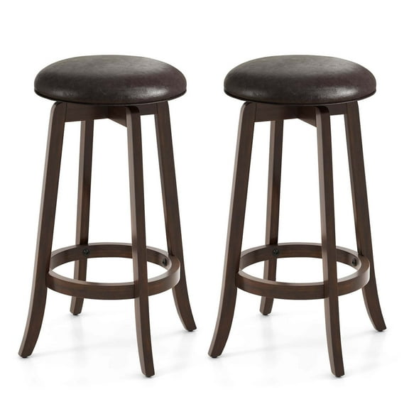 Costway 29" Counter Height Stools Set of 2 with 360° Swivel Round Seat & Footrest