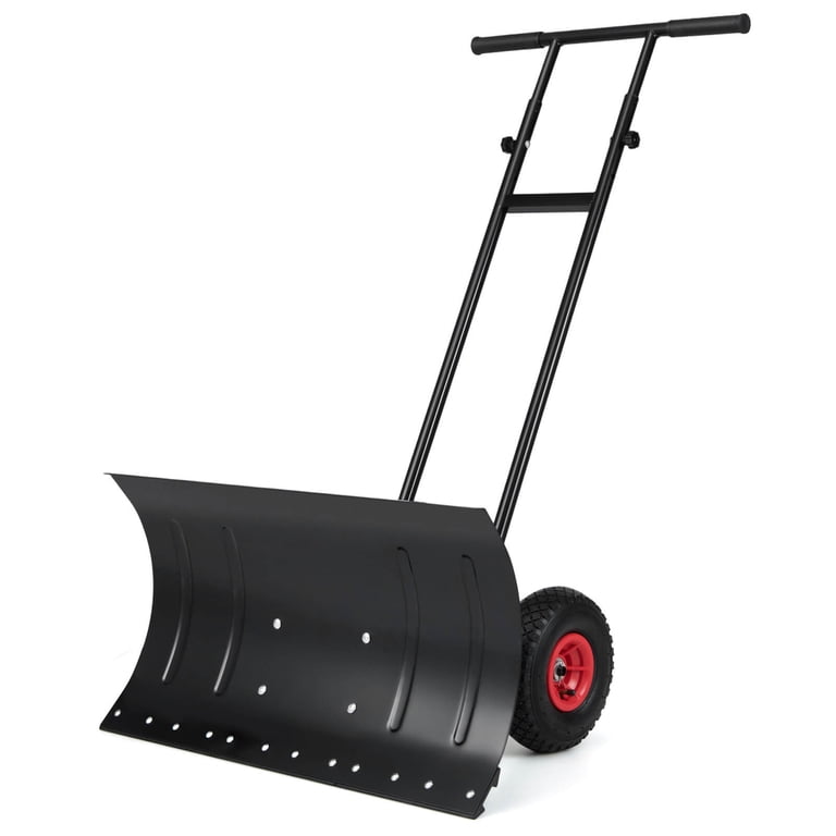 Costway 29” Snow Pusher with Wheels, Adjustable Handle 7-Position